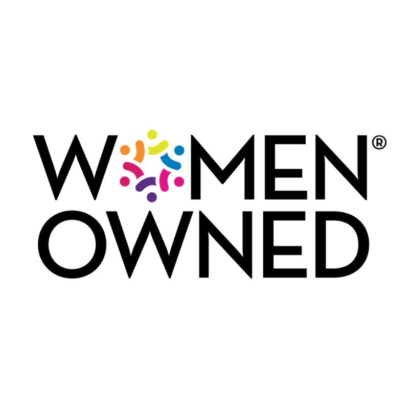 stylized logo saying women owned